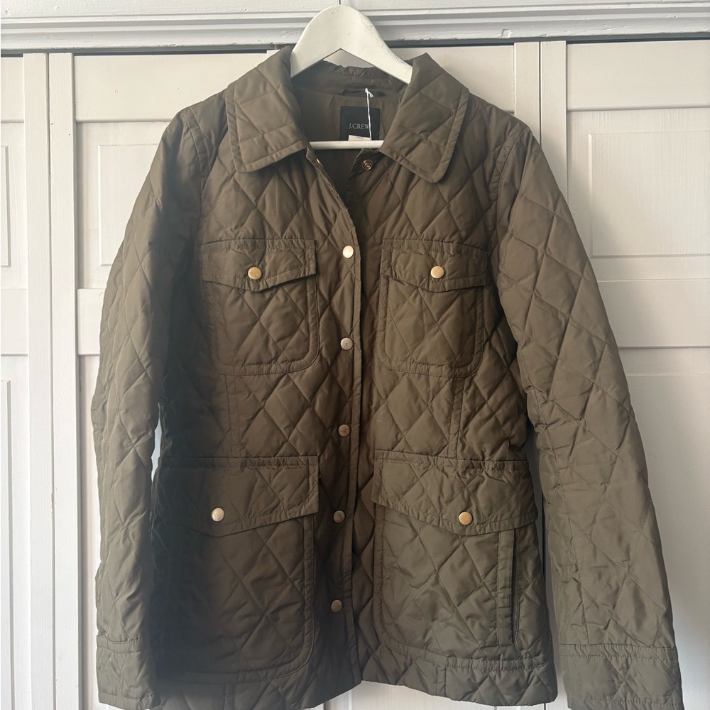 J. Crew Women's Khaki Quilted Utility Jacket